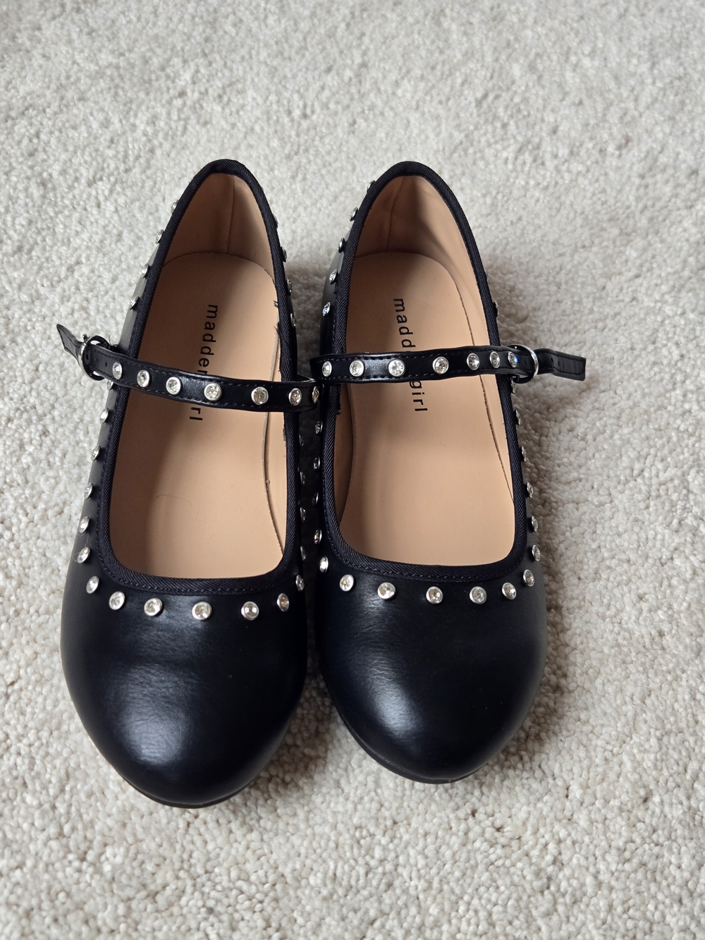 Madden Girl Black Studded Mary Jane Flats for Kids